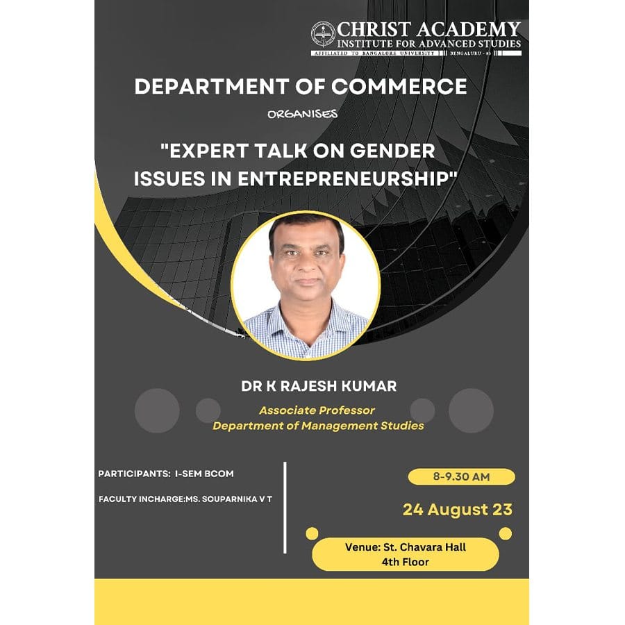 Expert talk on Gender issues in entrepreneurship