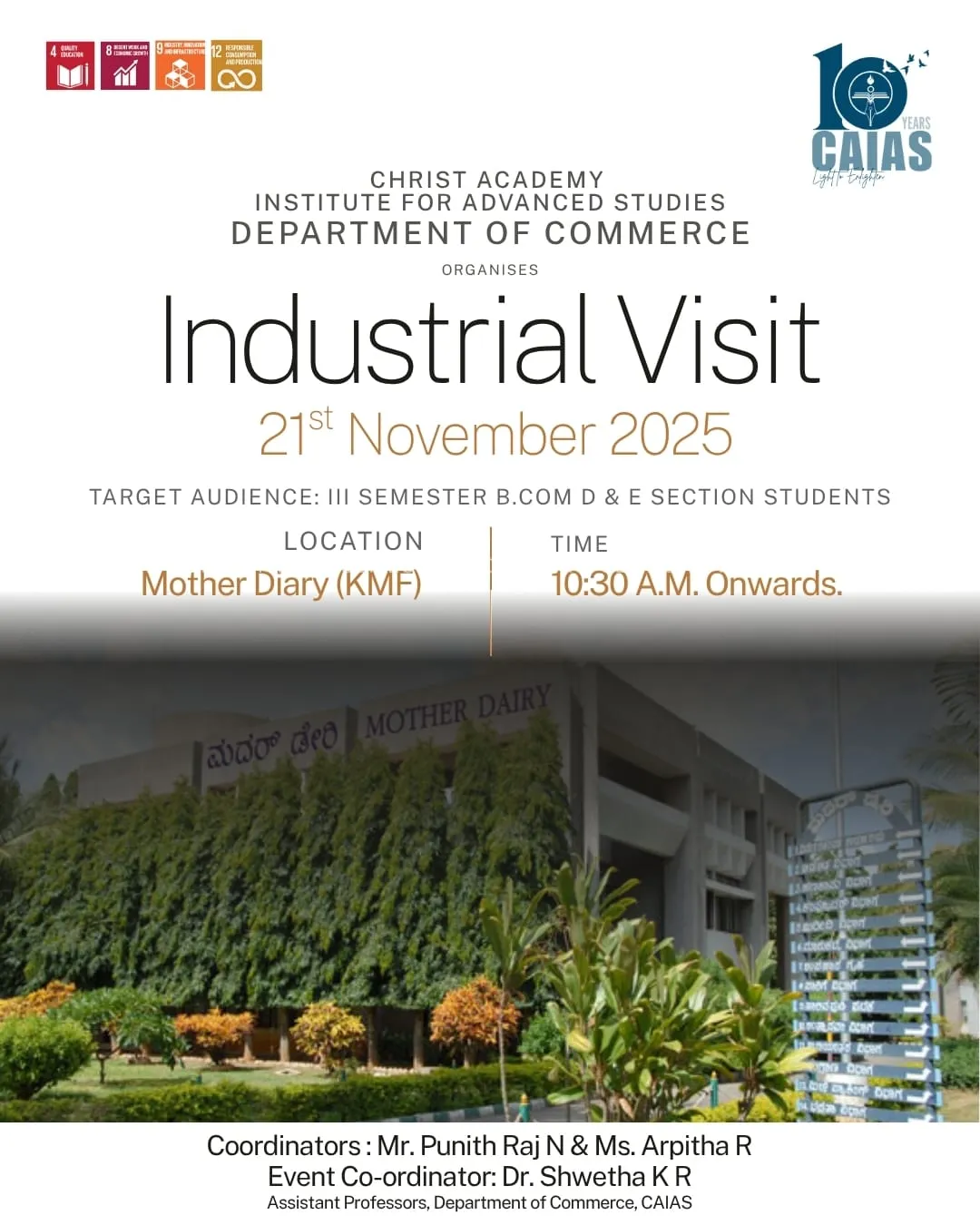 Industrial Visit to Mother Dairy (KMF)